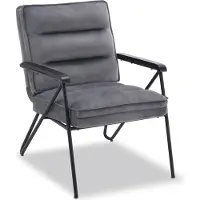 MCombo Gris Fauteuil relax, fauteuil rembourré confortable, fauteuil de salon moderne, fauteuil TV, velours, 4750-1 (sans pouf)