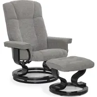 MCombo M Fauteuil relax avec pouf, Fauteuil TV pivotant à 360° avec fonction chaise longue, Fauteuil relax moderne pour salon, , Tissu, 9019 (Tissu gris clair)