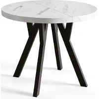 Alpi Möbel AlpiMeble Table a Manger Extensible - Table Ronde Extensible - Table de Salle à Manger Moderne - Plateau Stratifié 36 mm - Pieds Solides- 80 cm - Lancelot - Collection Ovo