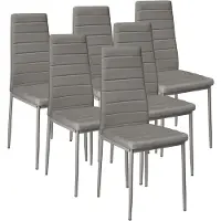 FCH Chaise de salle à manger (6 pcs), chaise de cuisine avec dossier haut, similicuir, pieds en métal,Gris