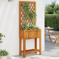 Prolenta Maison Exclusive - Bac à plantes avec treillis et tablette 55 x 29,5 x 152 cm, bois d'acacia