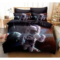 Cotton World Coton world Parure de lit Astronaute Design 3D 160x200 3 pièces