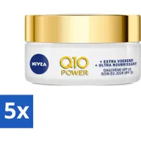 Nivea - Q10 Power Crème de Jour Extra Soin - Crème Anti-Rides - SPF 15 - Huile d'Argan Bio - Peau sèche - 50 ml - Pack Avantage - 5 pièces