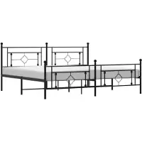 vidaXL Cadre de lit avec tête et pied de lit en métal noir 193x203 cm