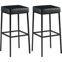 CLP - Ensemble de 2 tabourets de bar Montreal, revêtus en similicuir, avec assises et repose-pieds rembourrés. Couleur : noir. Structure : noire