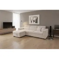 Tetris Canapé d'angle moderne convertible Nicole Beige – Confort, design et fonctionnalité
