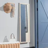 SUGIFT Miroir pleine longueur 3-en-1, pliable, à poser ou à accrocher au mur, miroir sur pied avec cadre imitation pierre, blanc | 50 x 160 cm | Verre trempé de 4 mm | 9,5 kg