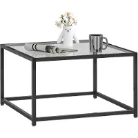 SUGIFT , table basse industrielle pour salon, table carrée en verre trempé et cadre en acier, noire. | Pieds antidérapants | 7 kg | 68 x 68 x 39 cm