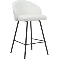 Meublorama Chaise de comptoir 'Juni' Bouclé Blanc, dimensions : H87 x L52 x P51 cm