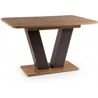 Feldmann-Wohnen Table à manger, table colonne, modèle Platon, dimensions 136-176x80x76 cm, en chêne naturel/bronze, extensible