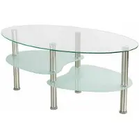 Supfine Table ovale en verre et acier inoxydable 90 x 50 x 42 cm, 2 niveaux en verre trempé, table de salon moderne et minimaliste, facile d'entretien, stable, pour le salon et la salle à manger