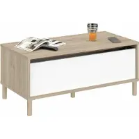 You do it Table basse rectangulaire MORPHOS avec fonction de levage, 100 x 50 x 43,6 cm de hauteur - Finition chêne blanc