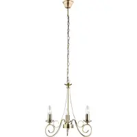 Globo Lighting Lampe à suspendre métal laiton vieilli, câble PVC noir, ø : 400mm, H : 1300mm, excl. 3x E14 40W 230V