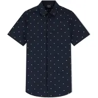 Armani Exchange pour homme. XM000624AF13184FB434 Chemise Monogram Slim navy (S), Casuel, Coton, Manche courte, Marine