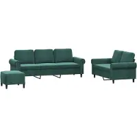 vidaXL Ensemble de canapés 3 pièces avec coussins vert foncé velours