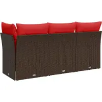 vidaXL | Canapé de jardin | avec coussins Marron 172 x 62 x 69 cm Rotin synthétique