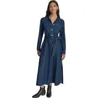DKNY Dw9500724 Long Sleeve Long Dress Bleu S Femme