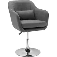 Fortuna Lai Tabouret de travail Chaise pivotante Chaise de bureau réglable en hauteur Polyester aspect lin Acier Gris foncé 57 x 57 x 77,5-87 cm