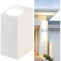 Lunartec Applique murale carrée double faisceau up & down culot GU10 - blanc