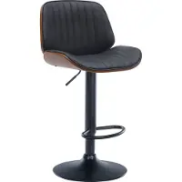 CLP Tabouret de bar Nova en similicuir, pivotant et réglable en hauteur, noyer/noir