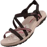 SKECHERS pour femme. 163115 Chocolat Reggae Slim Sun Array Sandals (40), Marron, Plat, Velcro, Casuel, Beachwear