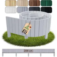 Pemicont Floranica Bordure de Jardin en bois 20 x 200 cm Gris clair Bordurette de Pelouse Palissade de Gazon Flexible Rollborder