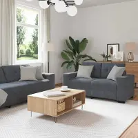 Prolenta Maison Exclusive - Ensemble canapé 2 pièces avec coussins, velours gris foncé