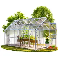 Gardebruk Serre en aluminium 380x190x195cm 4 fenêtres de toit
