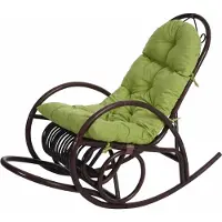 Mendler Fauteuil à bascule HWC-C40, Schwingsessel Rattansessel, marron ~ revêtement vert