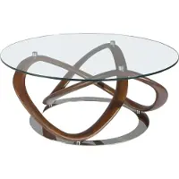 ANGEL CERDA SL Angel Cerdá Table basse ronde en verre trempé, noyer et acier chromé 2064