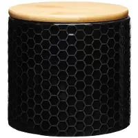 Ambition Kuketo | Boîte à provisions 670 ml Noir Avec Couvercle en Bambou - Boîte de cuisine Pour Café, Thé, Sucre & Épices - Étanche, Élégant & Robuste