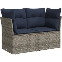 vidaXL | Canapé de jardin | avec coussins Gris 124 x 62 x 69 cm Polyrotin