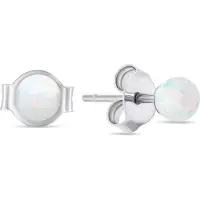 Brilio Silver - Pierres fines en argent avec opales synthétiques blanches EA625W, (Argent fin)