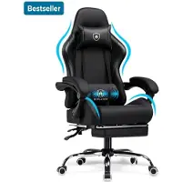 GTPLAYER Chaise de gamer Chaise gamer - Chaise gamer ergonomique Soutien lombaire Réglable en hauteur Rembourré Chaise gamer 150 Kg, noir