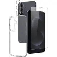 Northjo Galaxy S26+ Plus - 3-in 1 Set Panzergläser und Silikonhülle (Samsung Galaxy S26+), Coque pour téléphone portable, Transparent