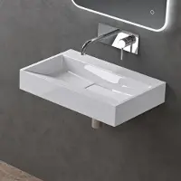 Doporro Lavabo Suspendu avec Bonde Vasque à Poser Blanc 60x38x11cm Lave Mains Rectangulaire sans Perçage de Robinet Colossum19