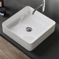 Doporro Lavabo Vasque à Poser Blanc 40,5x40,5x11 cm Lave Mains Carré en Céramique Revêtement NANO Easy Clean Brüssel105