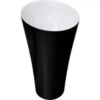 Doporro Lavabo Colonne Rond Noir + Blanc Vasque sur Pied Solid Surface Lave Mains pour Salle de Bain 42x42x85cm Colossum33