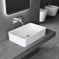 Doporro Lavabo Vasque à Poser Solid Surface Rectangulaire Blanc 60x40x15cm Colossum102