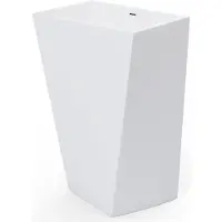 Doporro Lavabo sur Pied Blanc Vasque Colonne en Fonte Minérale Lave Mains Rectangulaire pour Salle de Bain 55x38x85cm Colossum38