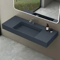 Doporro Lavabo Suspendu Gris Noir Mat 120cm Vasque à Poser Lave Mains Rectangulaire de Qualité pour Salle de Bain 120x48x13cm Colossum12-M