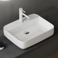 Doporro Lavabo Vasque à Poser en Céramique Rectangulaire Blanc 385x385x140 mm Brüssel107