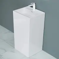 Doporro Lavabo Colonne Rectangulaire Blanc Vasque sur Pied Solid Surface Lave Mains pour Salle de Bain 50x42x90cm Colossum34