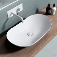 Doporro Lavabo vasque à poser blanc mat 63cm lave main Bruxelles858 63x36,5x14cm