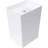 Doporro Lavabo sur Pied Blanc Vasque Colonne en Fonte Minérale Lave Mains Rectangulaire pour Salle de Bain 48x35x85cm Colossum36