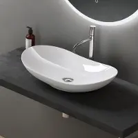 Doporro Lavabo vasque à poser blanc 63cm lave main Bruxelles858 63x36,5x14cm