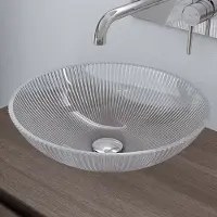 Doporro Lavabo à Poser Vasque en Verre Transparent Lave Mains Ovale de Salle de Bains Petit Lave-Mains pour WC 40x40x12 cm Minerva06