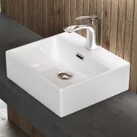 Doporro Lavabo à Poser Blanc Vasque Suspendu en Céramique Lave Mains Rectangulaire de Qualité pour Salle de Bain 41x36x13cm Brüssel206