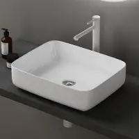 Doporro Lavabo Vasque à Poser Blanc 50x40x13,5 cm Lave Mains Rectangulaire en Céramique Revêtement NANO Easy Clean Brüssel106