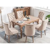 MODFU Lot de 6 Chaises de Salle à Manger - Chaises Élégantes en Velours avec Dossier Confortable et Structure Solide en Bois - Beige